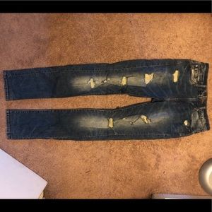 Dark blue slim ripped jeans